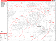 Thousand Oaks  Wall Map Red Line Style